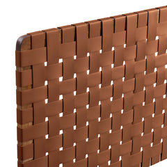 Sparta Walnut/Brown Weave Wall-Mount Vegan Leather King Headboard - Ornate Home