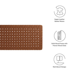 Sparta Walnut/Brown Weave Wall-Mount Vegan Leather King Headboard - Ornate Home