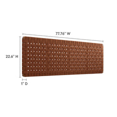 Sparta Walnut/Brown Weave Wall-Mount Vegan Leather King Headboard - Ornate Home