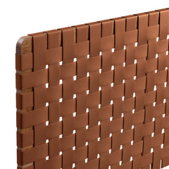 Sparta Walnut/Brown Weave Wall-Mount Vegan Leather Queen Headboard - Ornate Home