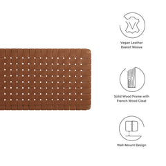 Sparta Walnut/Brown Weave Wall-Mount Vegan Leather Queen Headboard - Ornate Home