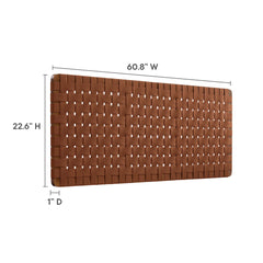 Sparta Walnut/Brown Weave Wall-Mount Vegan Leather Queen Headboard - Ornate Home