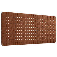 Sparta Walnut/Brown Weave Wall-Mount Vegan Leather Queen Headboard - Ornate Home