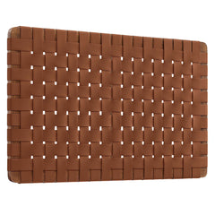 Sparta Walnut/Brown Weave Wall-Mount Vegan Leather Twin Headboard - Ornate Home