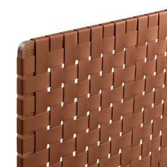 Sparta Walnut/Brown Weave Wall-Mount Vegan Leather Twin Headboard - Ornate Home