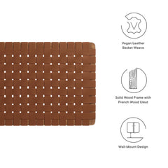Sparta Walnut/Brown Weave Wall-Mount Vegan Leather Twin Headboard - Ornate Home