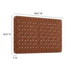 Sparta Walnut/Brown Weave Wall-Mount Vegan Leather Twin Headboard - Ornate Home