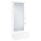 Spector White High Gloss 1-drawer Lighted Full-Length Floor Mirror - Ornate Home