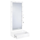 Spector White High Gloss 1-drawer Lighted Full-Length Floor Mirror - Ornate Home