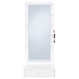 Spector White High Gloss 1-drawer Lighted Full-Length Floor Mirror - Ornate Home