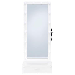 Spector White High Gloss 1-drawer Lighted Full-Length Floor Mirror - Ornate Home