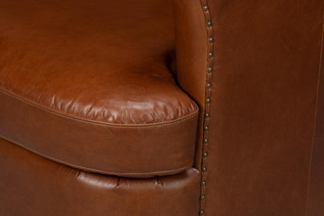 Spencer Brown Distilled Leather Swivel Chair - Ornate Home