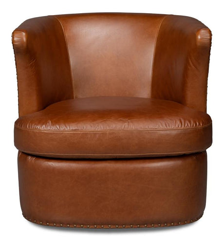 Spencer Brown Distilled Leather Swivel Chair - Ornate Home