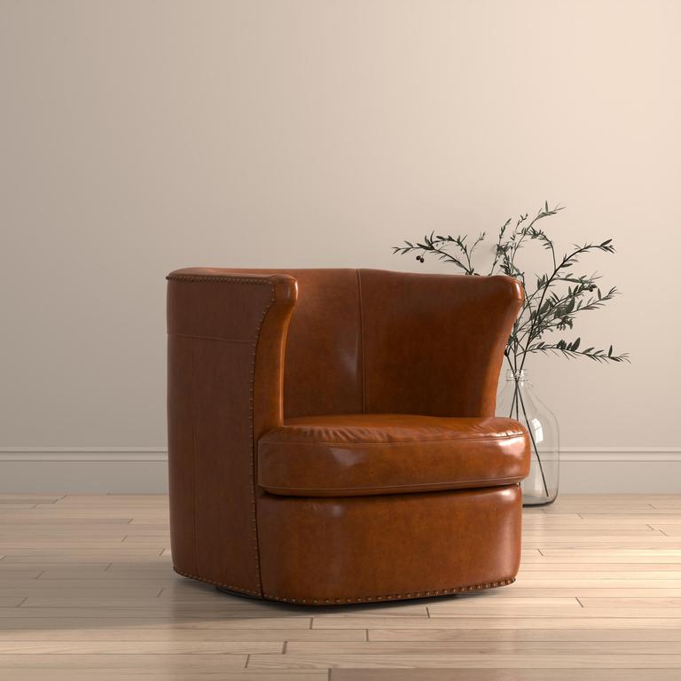 Spencer Brown Distilled Leather Swivel Chair - Ornate Home