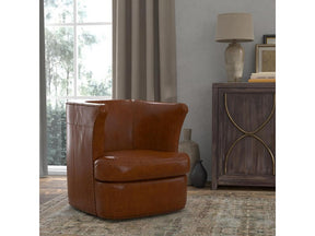 Spencer Brown Distilled Leather Swivel Chair - Ornate Home