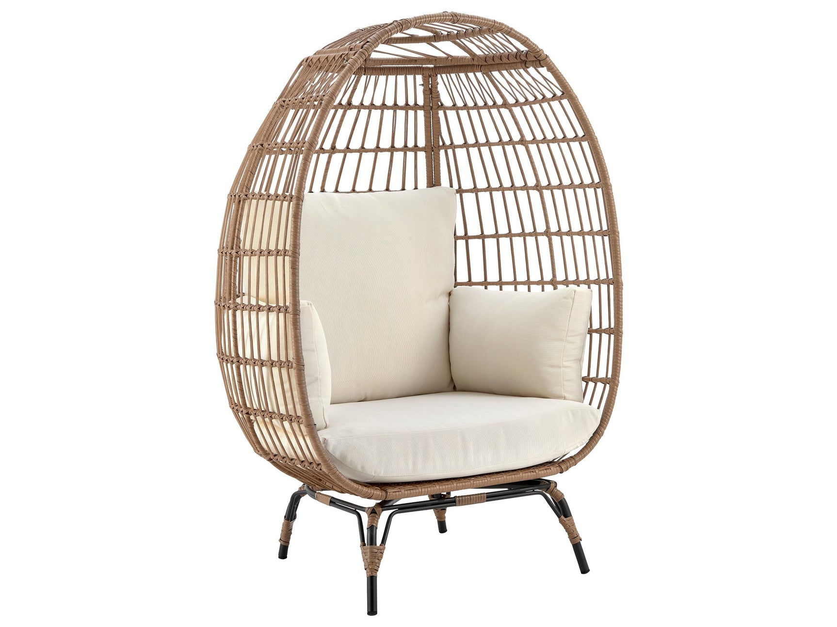 Spezia Patio Freestanding Egg Chair with Cream Cushions - Ornate Home