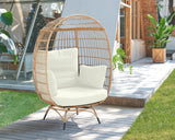 Spezia Patio Freestanding Egg Chair with Cream Cushions - Ornate Home