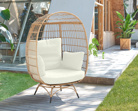 Spezia Patio Freestanding Egg Chair with Cream Cushions - Ornate Home