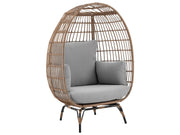 Spezia Patio Freestanding Egg Chair with Grey Cushions - Ornate Home