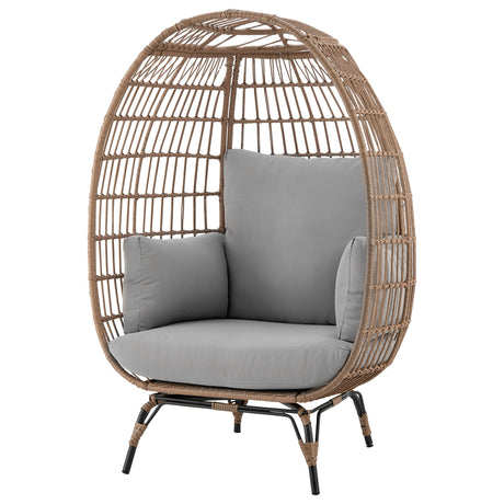 Spezia Patio Freestanding Egg Chair with Grey Cushions - Ornate Home
