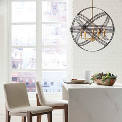 Spherical Brass/Bronze 5 Light Pendant - Ornate Home