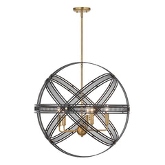 Spherical Brass/Bronze 5 Light Pendant - Ornate Home