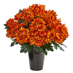 Spider Mum Artificial Arrangement in Black Vase - Ornate Home