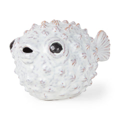 Spike Off-White Large Ceramic Puffer Fish - Ornate Home