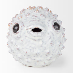 Spike Off-White Large Ceramic Puffer Fish - Ornate Home