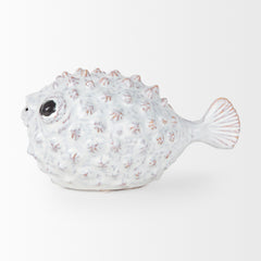 Spike Off-White Large Ceramic Puffer Fish - Ornate Home