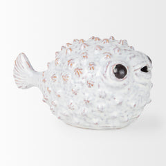 Spike Off-White Large Ceramic Puffer Fish - Ornate Home