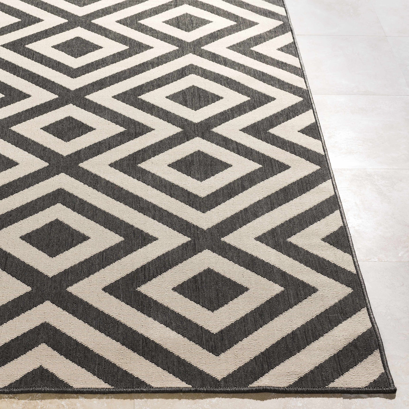 Spilsby Black Trellis Outdoor Rug - Ornate Home