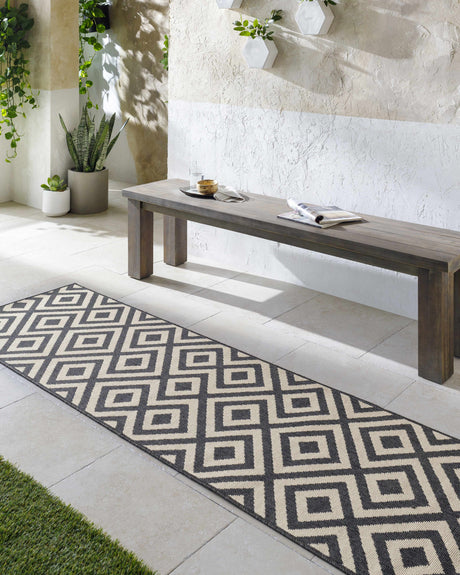 Spilsby Black Trellis Outdoor Rug - Ornate Home