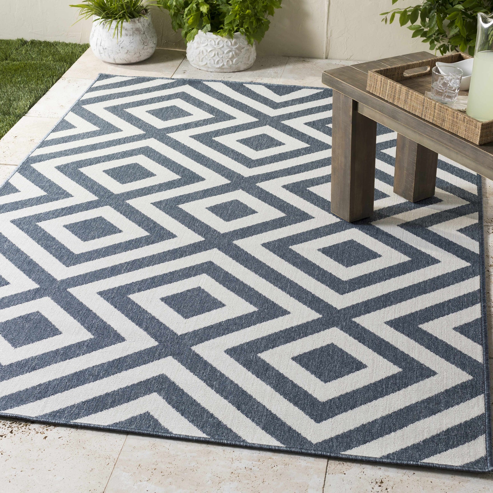 Spilsby Navy Blue Outdoor Rug - Clearance - Ornate Home