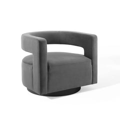 Spin Gray Cutaway Performance Velvet Swivel Armchair - Ornate Home