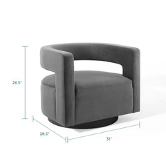 Spin Gray Cutaway Performance Velvet Swivel Armchair - Ornate Home
