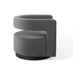 Spin Gray Cutaway Performance Velvet Swivel Armchair - Ornate Home