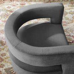 Spin Gray Cutaway Performance Velvet Swivel Armchair - Ornate Home
