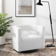 Spin White Cutaway Performance Velvet Swivel Armchair - Ornate Home