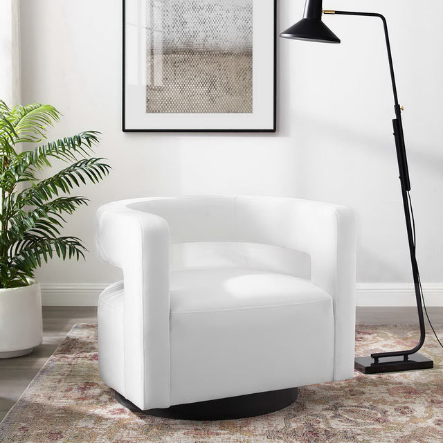 Spin White Cutaway Performance Velvet Swivel Armchair - Ornate Home