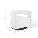 Spin White Cutaway Performance Velvet Swivel Armchair - Ornate Home
