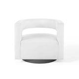 Spin White Cutaway Performance Velvet Swivel Armchair - Ornate Home