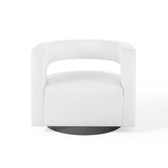 Spin White Cutaway Performance Velvet Swivel Armchair - Ornate Home
