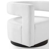 Spin White Cutaway Performance Velvet Swivel Armchair - Ornate Home