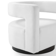 Spin White Cutaway Performance Velvet Swivel Armchair - Ornate Home