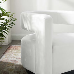 Spin White Cutaway Performance Velvet Swivel Armchair - Ornate Home