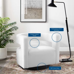 Spin White Cutaway Performance Velvet Swivel Armchair - Ornate Home