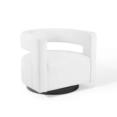 Spin White Cutaway Performance Velvet Swivel Armchair - Ornate Home