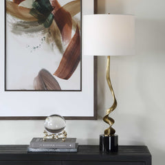 Spiraling Brass Cordless Buffet Lamp - Ornate Home