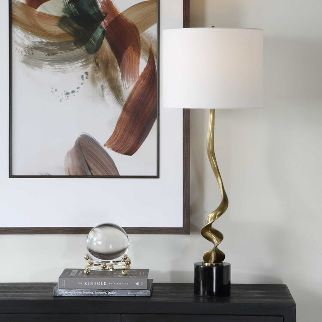 Spiraling Brass Cordless Buffet Lamp - Ornate Home